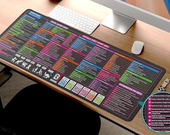 Aide-mémoire de bureau EXCEL : Tapis de souris XL, protecteur de bureau, pour clavier et souris | Disponible en 2 tailles