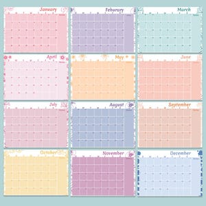 Calendario y planificador floral 2025 / Planificador mensual imprimible / Tamaños A3, A4, A5 y carta de EE. UU. / Tema pastel / Descarga instantánea / Archivo digital