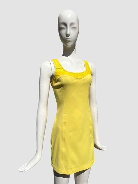 1990s Versace Jeans Couture Yellow Mini Dress - Etsy