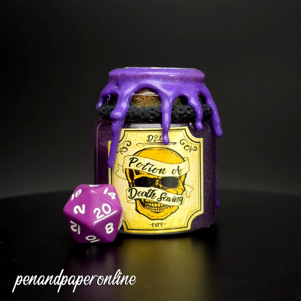 D20 Dice Potion Death Saving Potion | Floating Dice | DnD | Fantasy | Gifts for TTRPG players