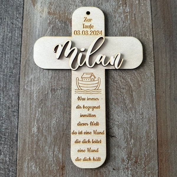 Taufkreuz, personalisiertes Geschenk zur Taufe, Taufgeschenk, Holzkreuz, Taufe Deko, Pate, Patenkind