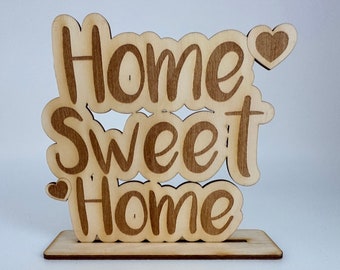 Home Sweet Home Schild, Deko Aufsteller aus Holz