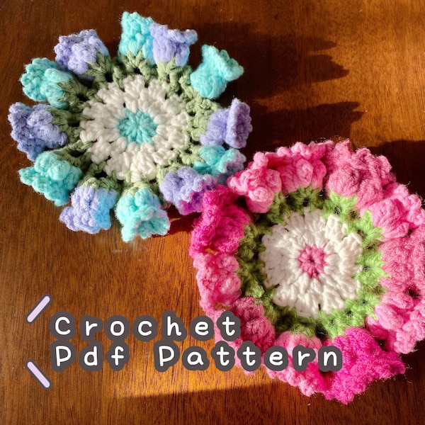 Floral Crochet Coaster Pattern Intermediate Crochet Pattern Crochet Flower Pattern