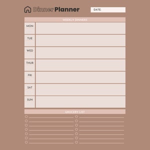 Editable and Printable  Family Planner | Meal Prep| Grocery List Planner By Food Category| Chore Chart