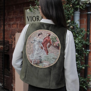 Romantic Tapestry Vest for Women, Embroidered Vintage Waistcoat, Gobelin Art Gilet, Folk Style Layered Look, Handmade Cottagecore Fashion