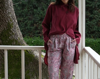Boho Blumen Print Baumwollhose: Vintage inspirierte entspannte Passform