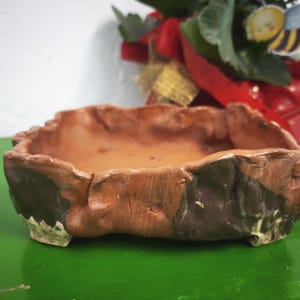 Rustic Handmade Ceramic Bonsai Pot - Wabi Sabi Style Succulent Planter - Earthy Unglazed Pottery - Unique Hand-Built Rectangular Dish
