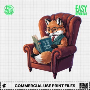 Fox Clipart, Reading Animal Clipart, Funny Fox Clipart, Book Clipart, Animal PNG, Fox Digital, Fox Art, Cartoon Fox, Clip Art Digital