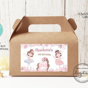 Editable Ballerina Gable Box Label, Party Favor, Gift Box Label, Gable Box Sticker Party Favor Sticker Ballerina Party bag Label