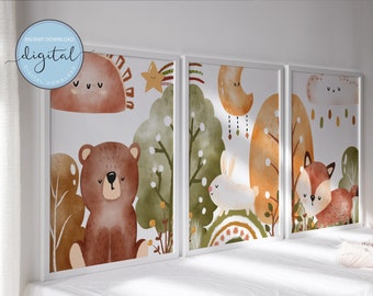 PRINTABLE Baby Animal Prints for Nursery Wall Art Decor, Digital Nursery Animals Print Set, kids bedroom decor, INSTANT DOWNLOAD