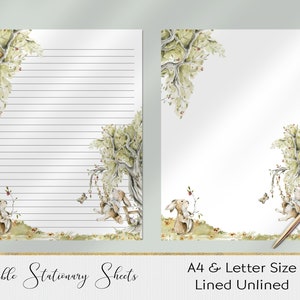 Printable Stationery, Woodland  Printable paper Printable Writing Paper, Writing Paper A4 Us Letter, Woodland Collection 1