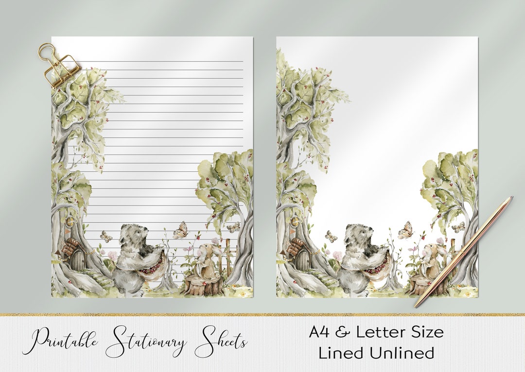 Printable Stationery, Woodland Printable Paper Printable Writing Paper ...