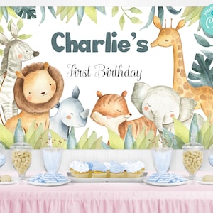 Safari Jungle Birthday Backdrop Digital, Safari birthday party decorations, Jungle printable backdrop banner, Instant download