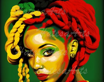 African Woman I Black Power I Pan-African Colors I Instant Digital Download - PNG, SVG