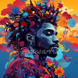 Bold and Masculine | Black Illustration | African-American Man Art | Commercial Use | Masculine Wall Art | African-American | Wall Art Print