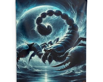 Scorpio Zodiac Tapestry - Mysterious Underwater Scene Wall Decor - Water Sign Astrological Art