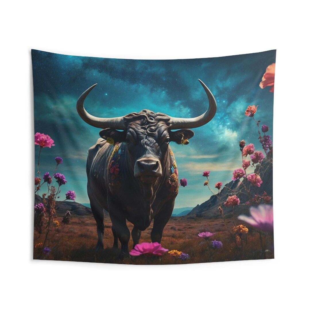Earthy Taurus Zodiac Sign Indoor Wall Tapestry Elegant Astrology Art ...