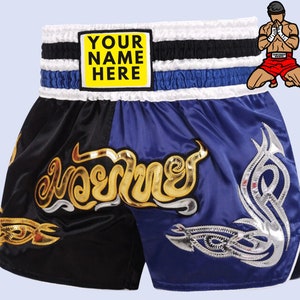 Personalised Muay Thai Boxing MMA Kickboxing Shorts - Personalised Embroidery Custom Name Shorts - Unisex Adult & Kids, Unique Gift for Men