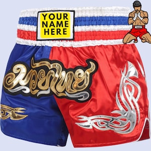Personalised Muay Thai Boxing MMA Kickboxing Shorts - Personalised Embroidery Custom Name Shorts - Unisex Adult & Kids, Unique Gift for Men