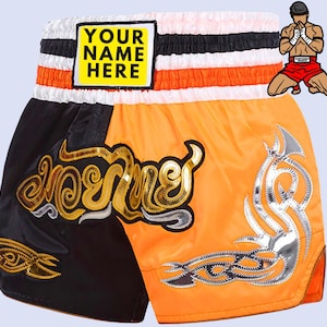 Personalised Muay Thai Boxing MMA Kickboxing Shorts - Personalised Embroidery Custom Name Shorts - Unisex Adult & Kids, Unique Gift for Men