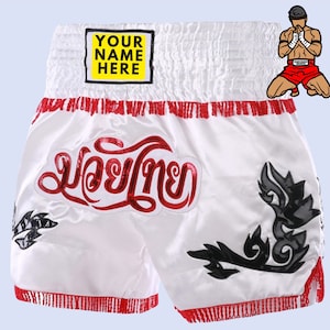 Personalised Muay Thai Boxing MMA Kickboxing Shorts - Personalised Embroidery Custom Name Shorts - Unisex Adult & Kids, Unique Gift for Men