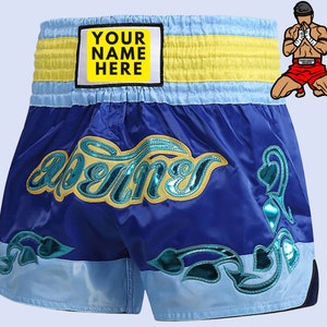 Gepersonaliseerde Muay Thai Boxing MMA Kickboxing Shorts - Gepersonaliseerde Borduur Custom Name Shorts - Unisex Adult & Kids, Uniek cadeau voor mannen