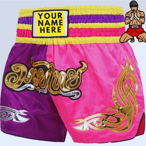Personalised Muay Thai Boxing MMA Kickboxing Shorts - Personalised Embroidery Custom Name Shorts - Unisex Adult & Kids, Unique Gift for Her