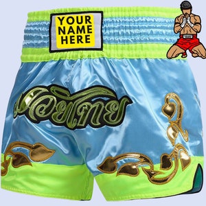 Personalised Muay Thai Boxing MMA Kickboxing Shorts - Personalised Embroidery Custom Name Shorts - Unisex Adult & Kids, Unique Gift for Men