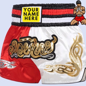 Personalised Muay Thai Boxing MMA Kickboxing Shorts - Personalised Embroidery Custom Name Shorts - Unisex Adult & Kids, Unique Gift for Men