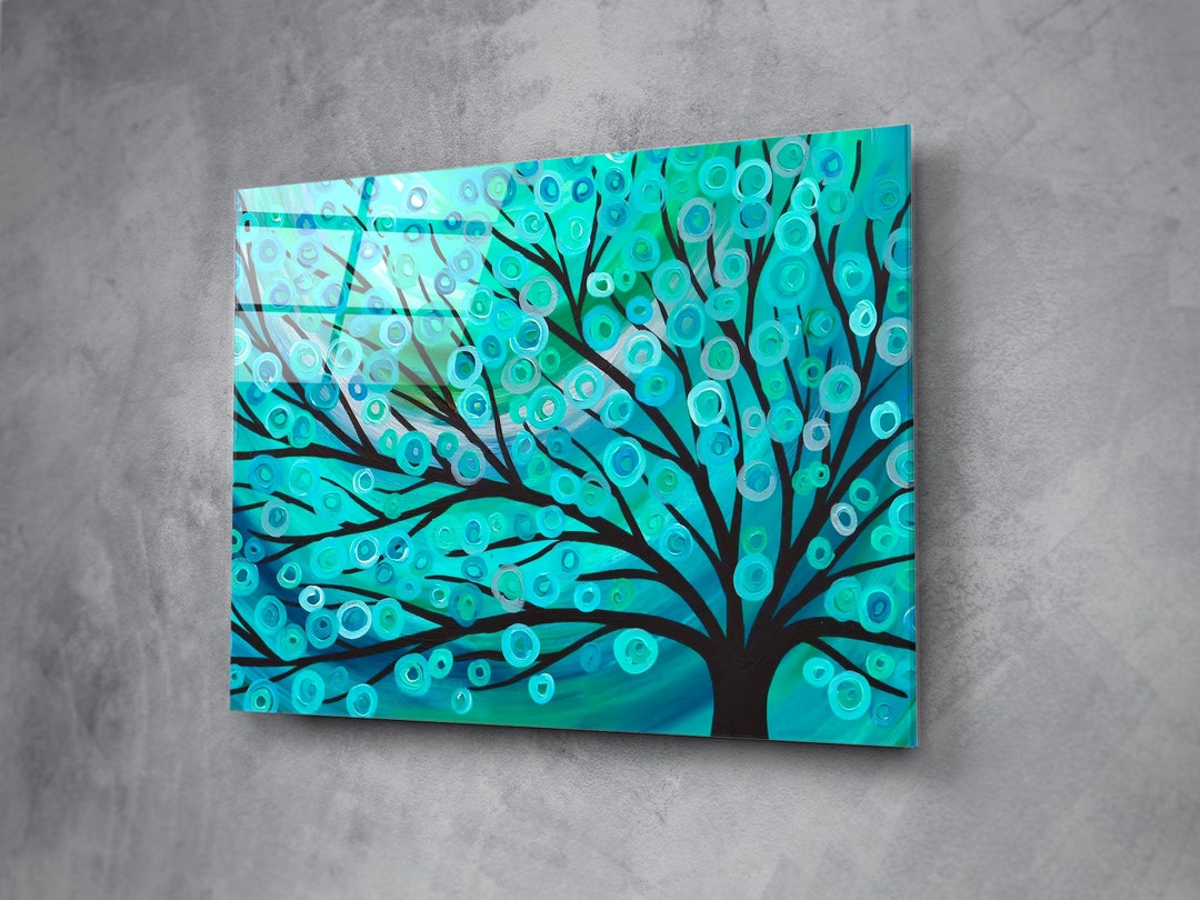 Blue Tree Wall Art Large Wall Decoration Print on Plexy Etsy
