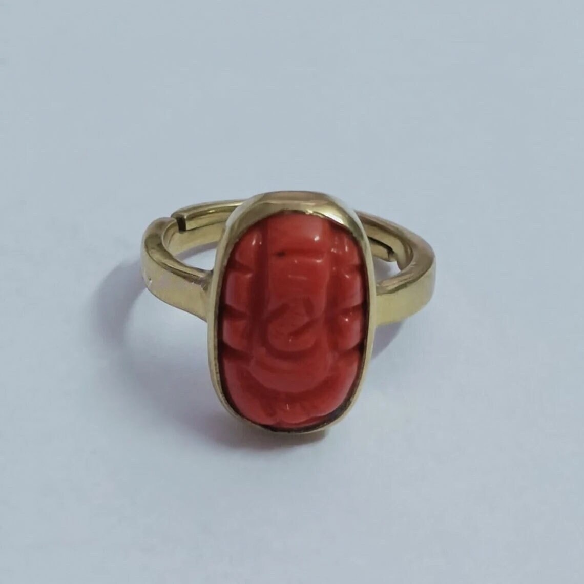 Natural Red Coral moonga Panchdhatu Ring Italy Mines Coral Ring