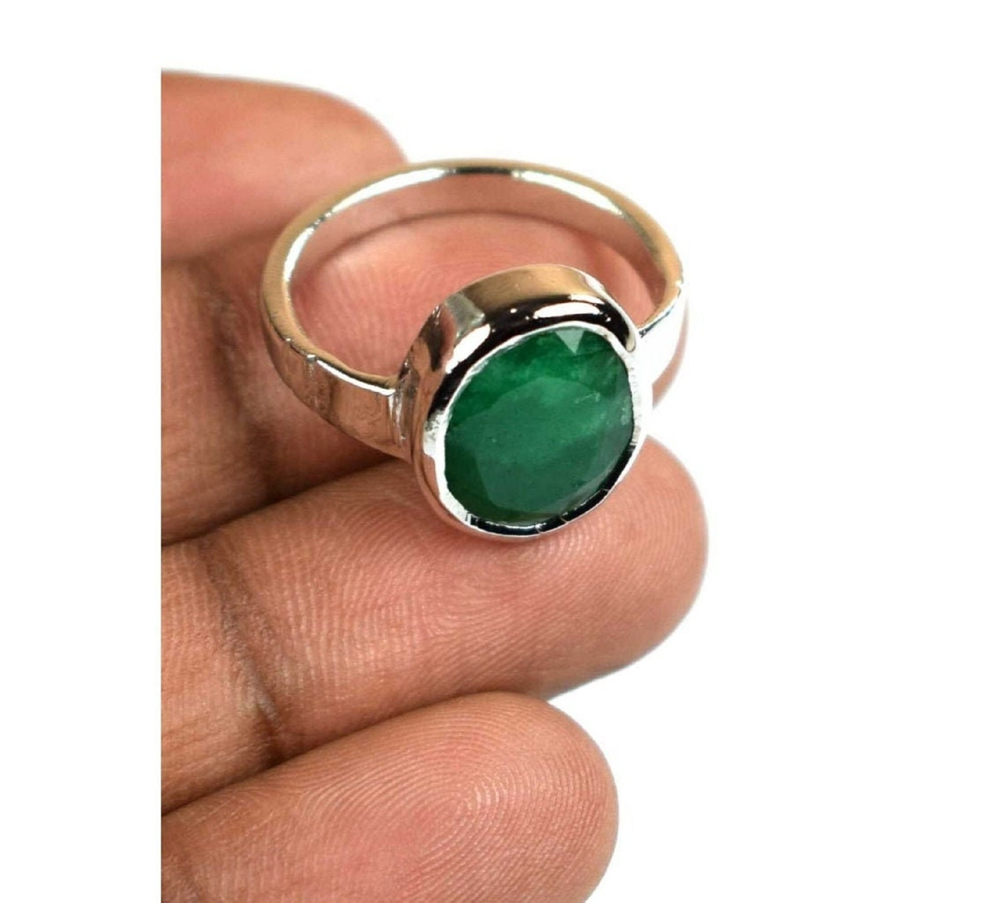 92.5 Green Gems Stone Couple Ring, Original Panna at Rs 5999 in Jaipur