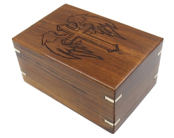 Gepersonaliseerde houten crematie-urnen voor menselijke as Urnen voor as | Crematiedoos | Houten urnen Angel Wings Gegraveerde Keepsake Box 140 pond