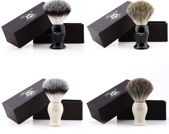 Shaving Brush for Men, Synthetic Badger Hair Brushes & Super Badger Hair Brushes - Perfect Wet Clean Shave - Metal Handle