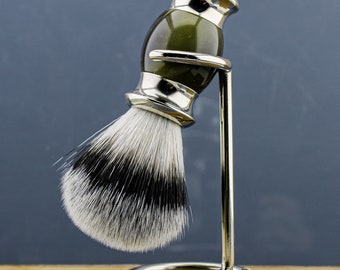 Deluxe Synthetic Shaving Brush with Stand - Sustainable Shaving Brush Set For Extra Lather Forming