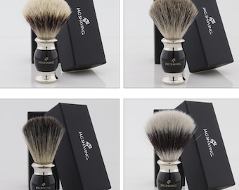 Lee Range Handmade Shaving Brush for Men with Sleek Metal Handle-Luxurious Lather, Smooth Shave - Exfoliating Natural Bristles-Black