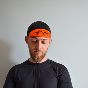 Cycling cap Black/orange/mountain polyester