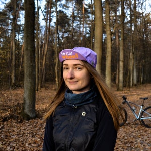 Cycling cap, sport cap, handmade,  size 54-58 cm, 100% cotton, pink, orange