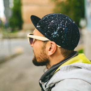 Cycling cap &quot;Cosmos&quot; 100 % cotton, hand painting, space