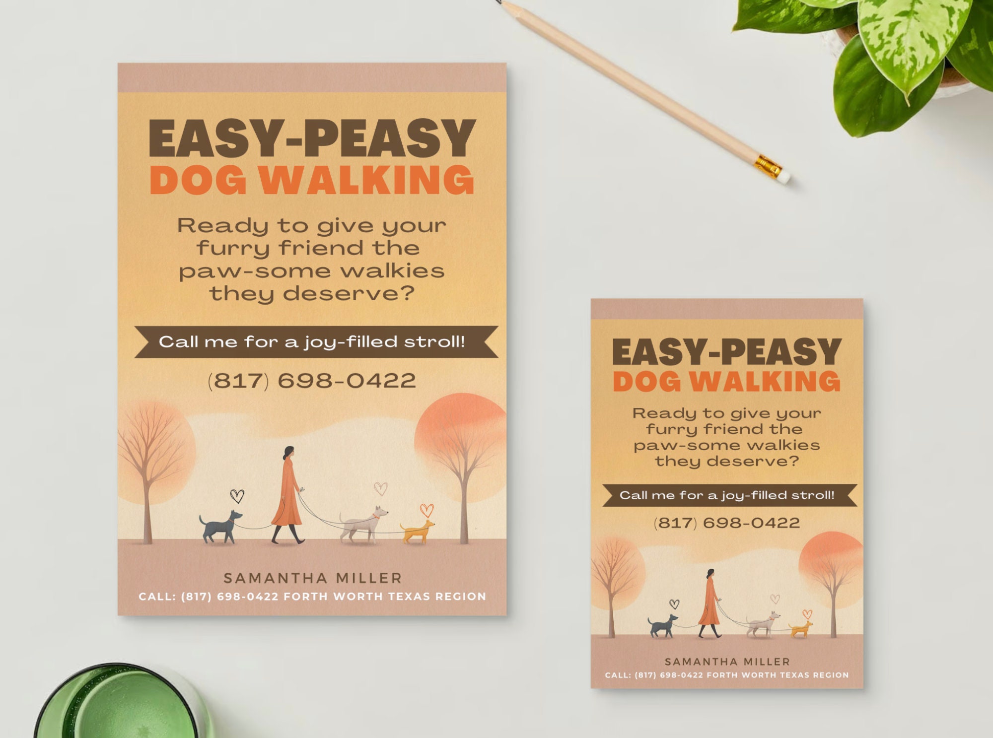 Editable Dog Walking Flyer Template for Canva, Easy to Customise and ...