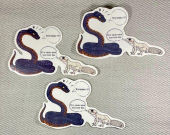 Good omens | Aziraphale and crowley as reptiles glossy and splashproof stickers