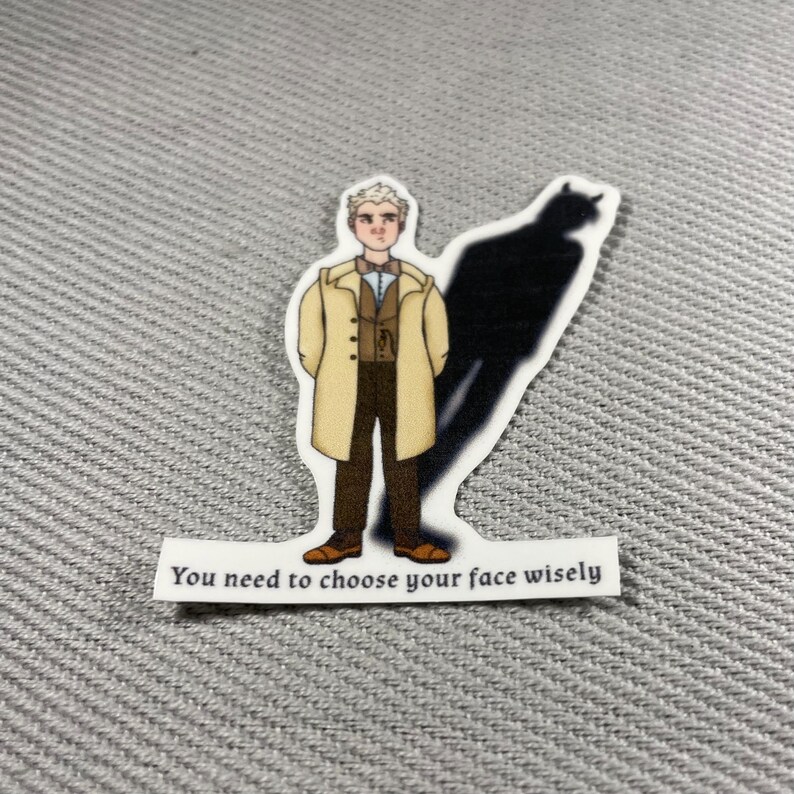 Good omens | Crowley as aziraphale glossy and splashproof stickers image 3