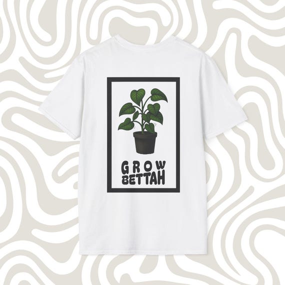 Good Omens | Crowley Grow Bettah Plant Illustration T-Shirt |