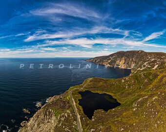 Aerial view of the ocean as seen from Slieve League. Connacht, Ireland
