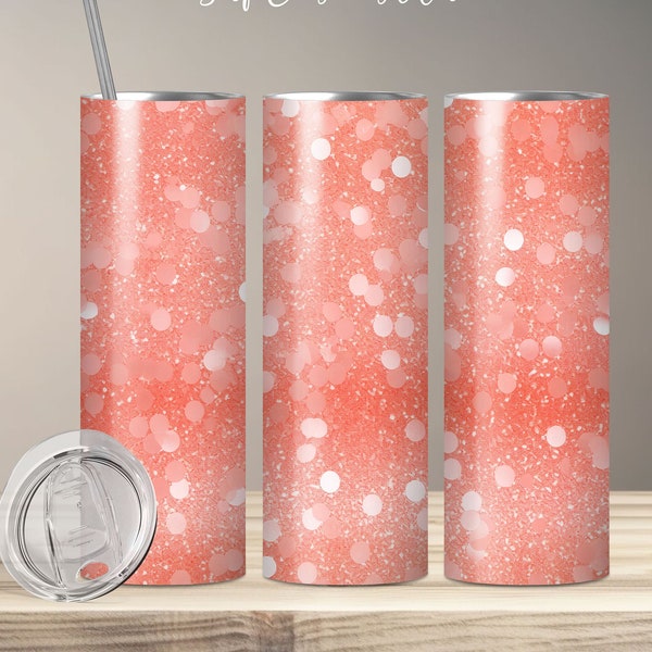 Coral glitter tumbler wrap seamless design seamless tumbler seamless pattern 20 oz skinny tumbler skinny tumbler png sublimation tumbler