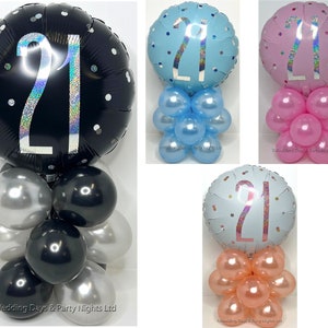 21st Birthday Foil Balloon Display Kit DIY Party Table Decoration or Gift No Helium Needed Ladies Mens