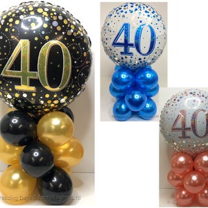 40th Birthday Foil Balloon Display Kit DIY Party Table Decoration or Gift No Helium Needed - O