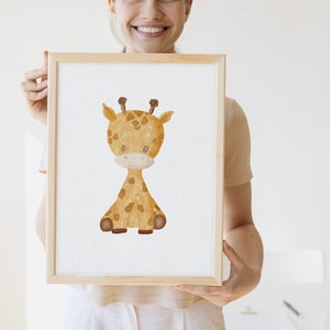 Wunderschönes handgemaltes Bild I Giraffe fürs Kinderzimmer I Aquarell l Geschenk für Kinder l Tierbild l A4 l  Wanddekoration Kinderzimmer