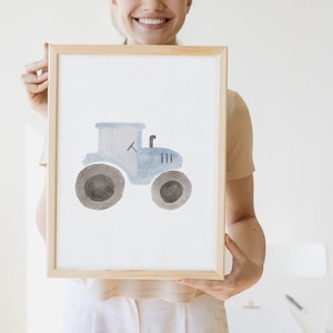 Cuadro de acuarela pintado a mano tractor I cuadro para la habitación de los niños l cuadro simple habitación de los niños I regalo nacimiento I A4 I cuadro niño I habitación del niño