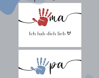 Handprint template for grandma and grandpa. A beautifully personal gift for your grandmother or grandfather for their birthday or Christmas